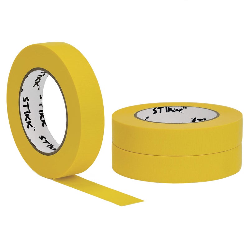 STIKK Painters Tape - 3pk Yellow Painter Tape - 1 inch x 60 Yards - Paint Tape for Painting, Edges, Trim, Ceilings - Masking Tape for DIY Paint Projects - Residue-Free Painting Tape - Image 1